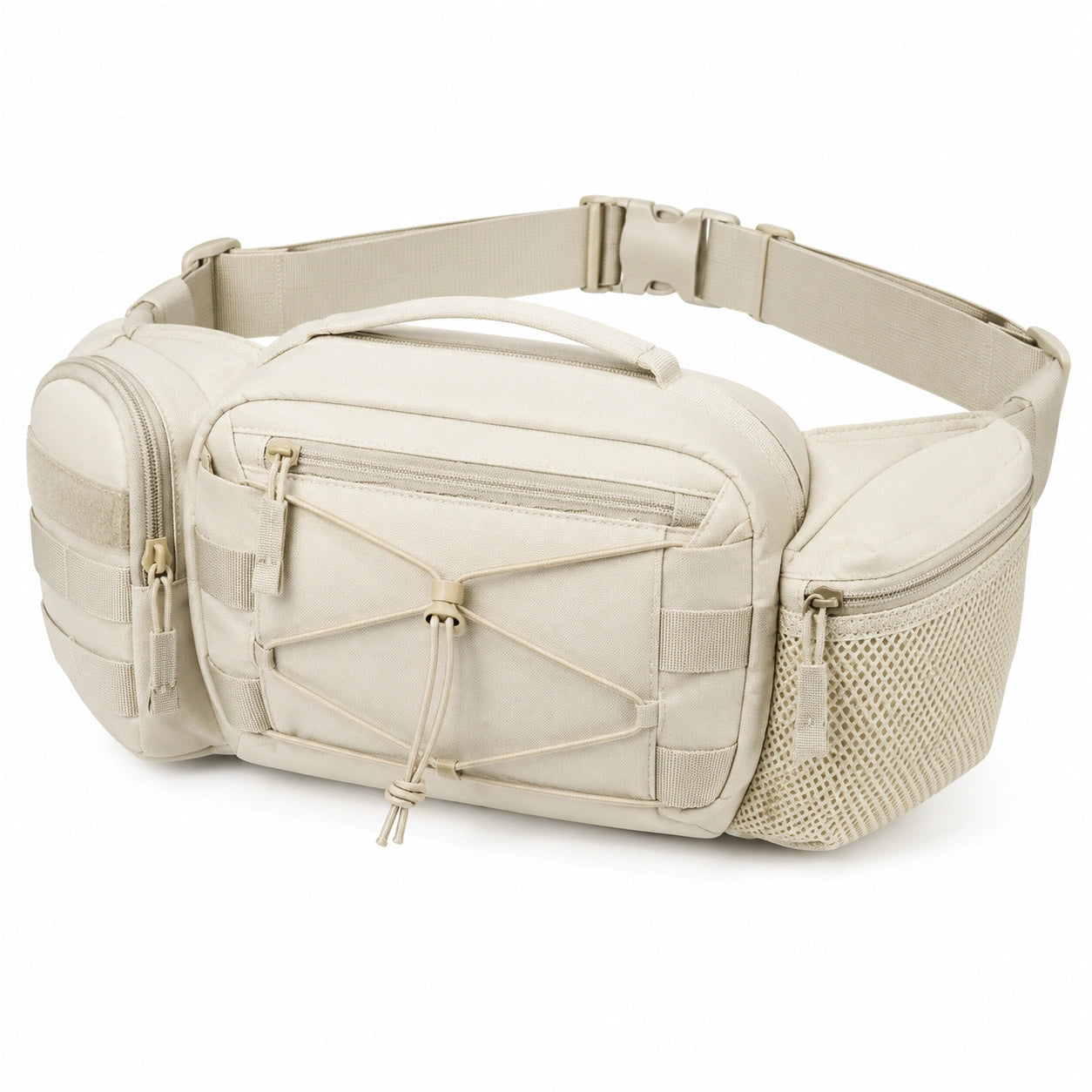 Marsupio 33x10x17 cm in tessuto beige con tasche multiple per viaggio