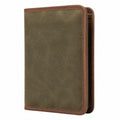 Portafoglio pieghevole 11 x 9 x 2 cm effetto pelle verde oliva e marrone stile classico