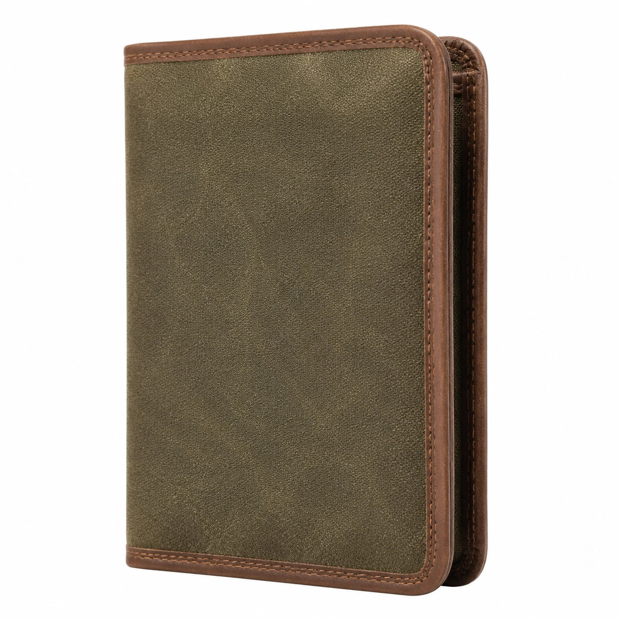 Portafoglio pieghevole 11 x 9 x 2 cm effetto pelle verde oliva e marrone stile classico