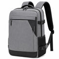 Zaino porta laptop 30 x 18 x 45 cm in tessuto grigio e nero con tasche e spallacci imbottiti